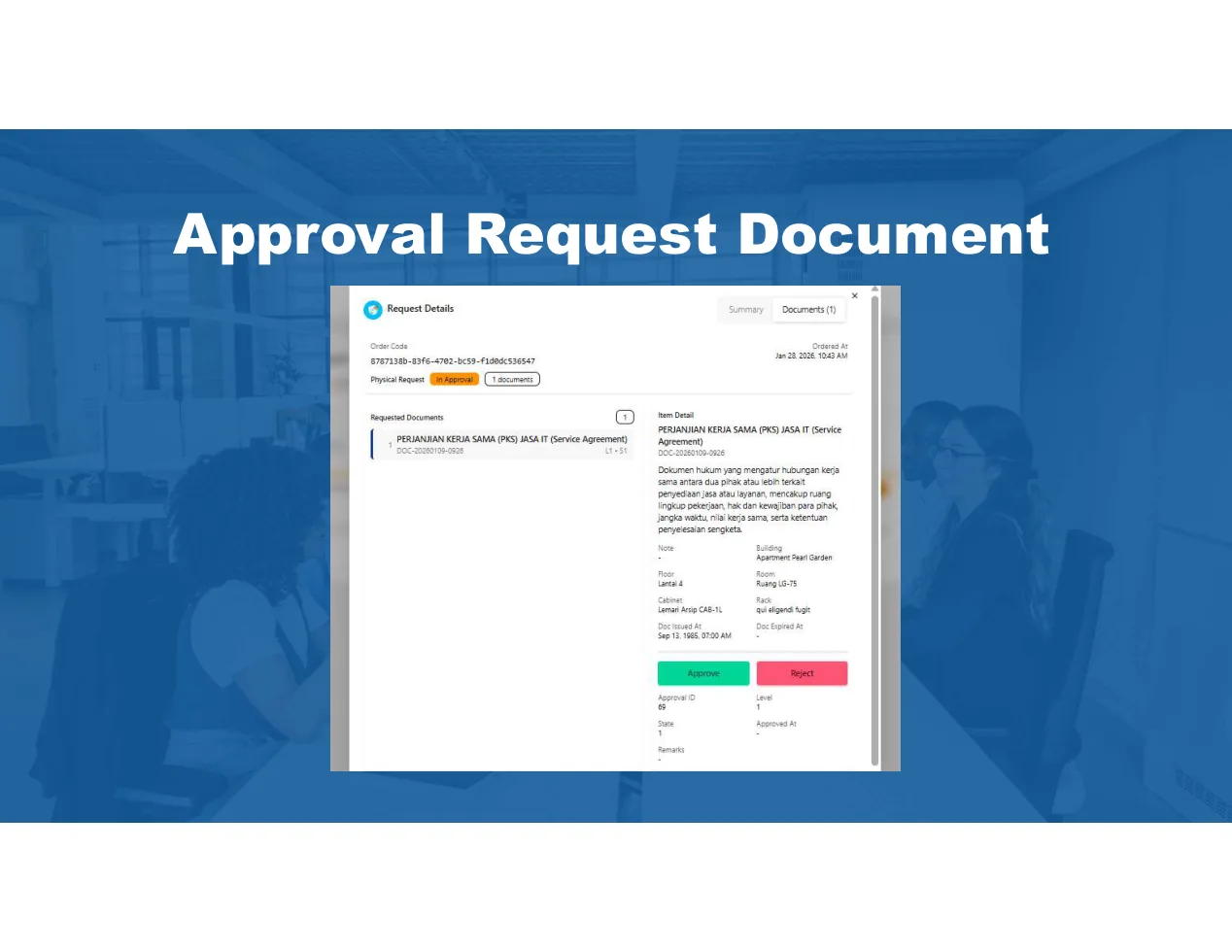 OranD approval request screen